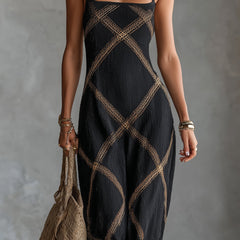 Wilhelmina | Geometric Print Maxi Dress