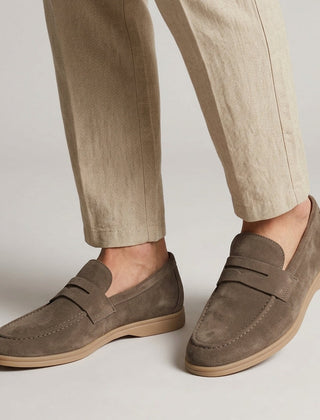 Deacon | Soft Suede Slip-On Loafers – Taupe
