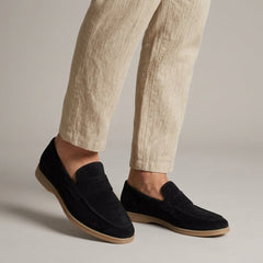 Deacon | Soft Suede Slip-On Loafers – Black