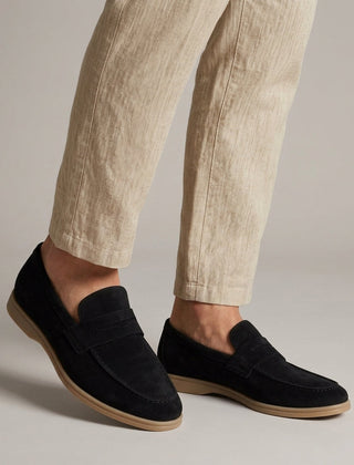 Deacon | Soft Suede Slip-On Loafers – Black
