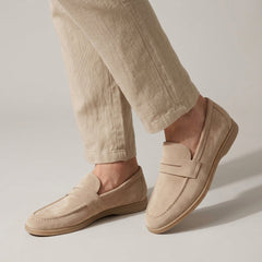 Deacon | Soft Suede Slip-On Loafers – Cream