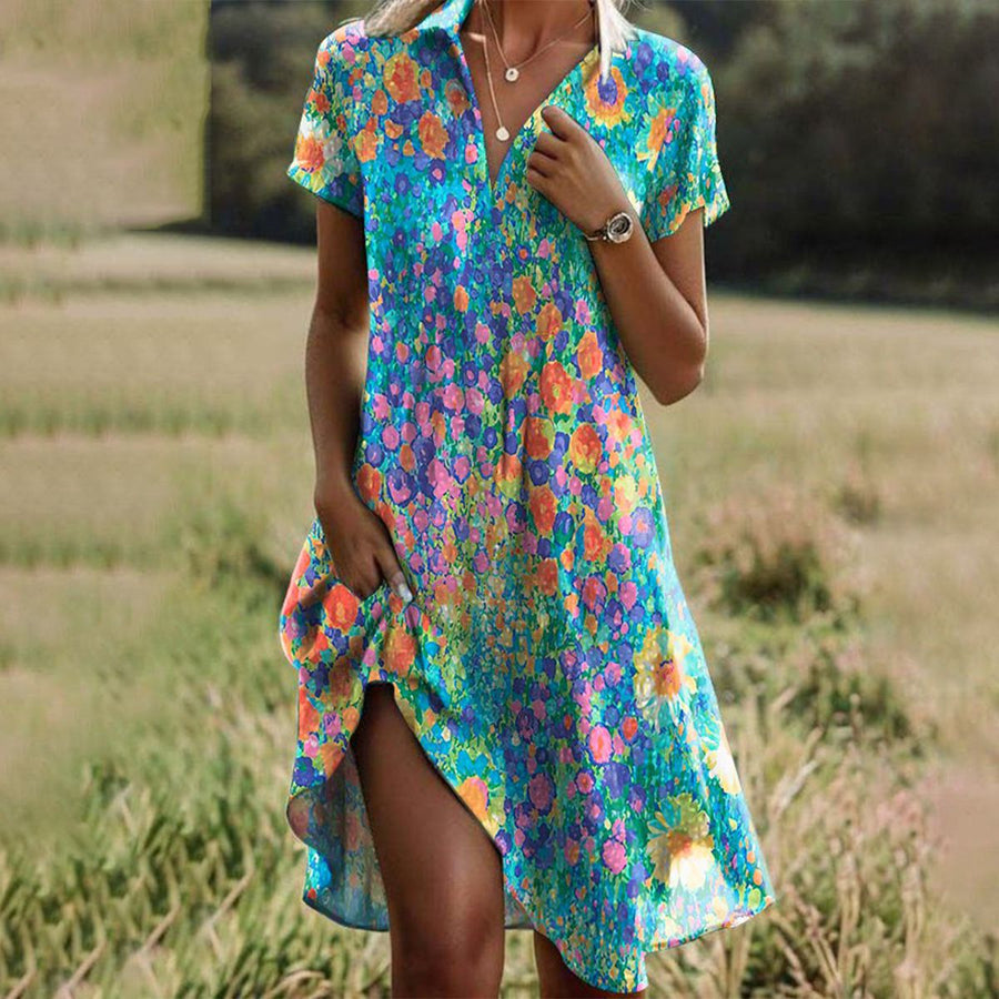 Olympia | Women's Classic Midi A-Line Sundress – Multicolour