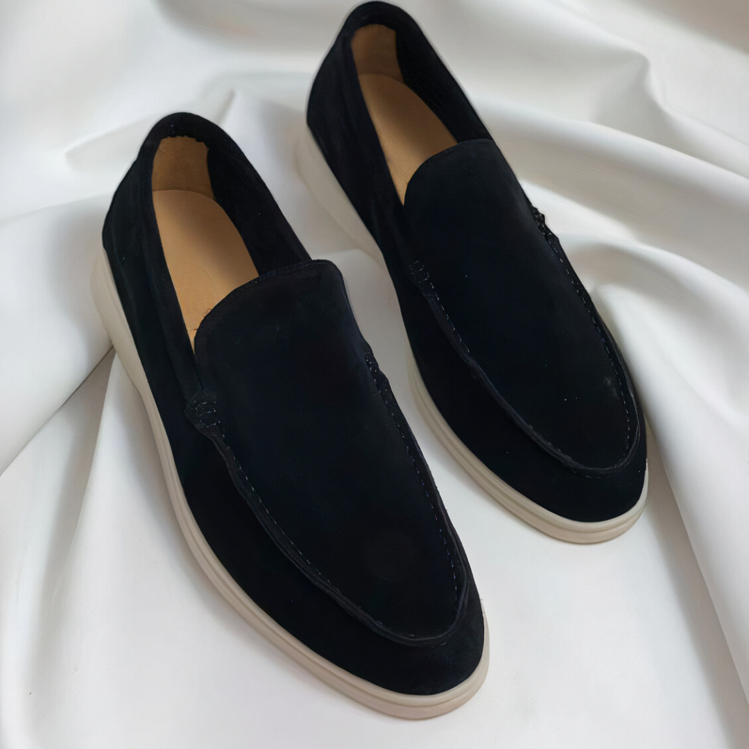Ronan | Vintage Style Leather-Look Loafers – Black