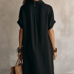 Sabine | Button Front Linen Midi Dress