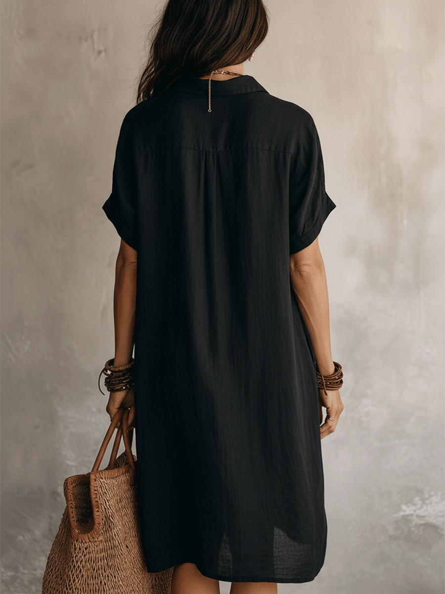 Sabine | Button Front Linen Midi Dress