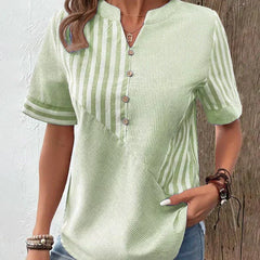 Liesl | Soft Striped Summer Blouse – Green