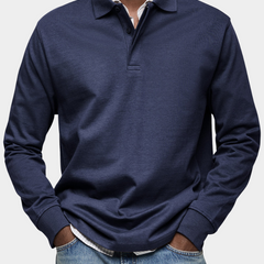 Angus | Classic Long Sleeve Polo – Navy