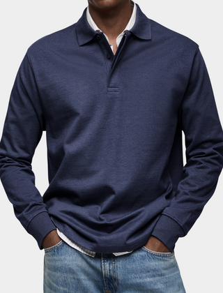 Angus | Classic Long Sleeve Polo – Navy