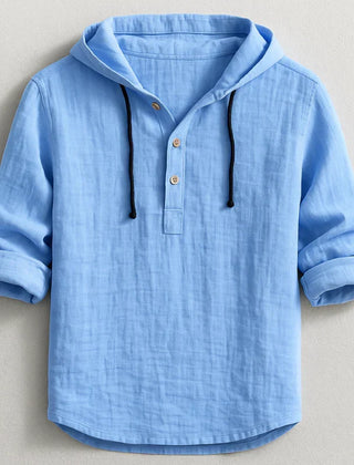Nash | Linen Shirt with Hood – Light Blue
