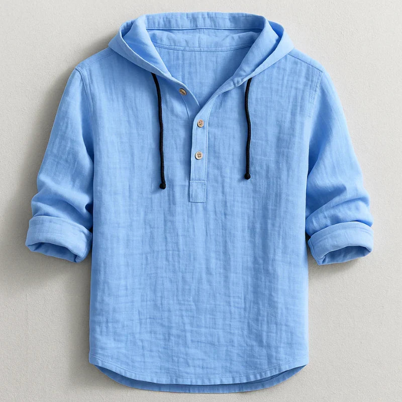 Nash | Linen Shirt with Hood – Light Blue