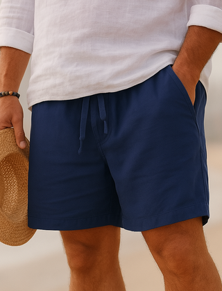 Fitz | Cotton Linen Blend Shorts – Navy