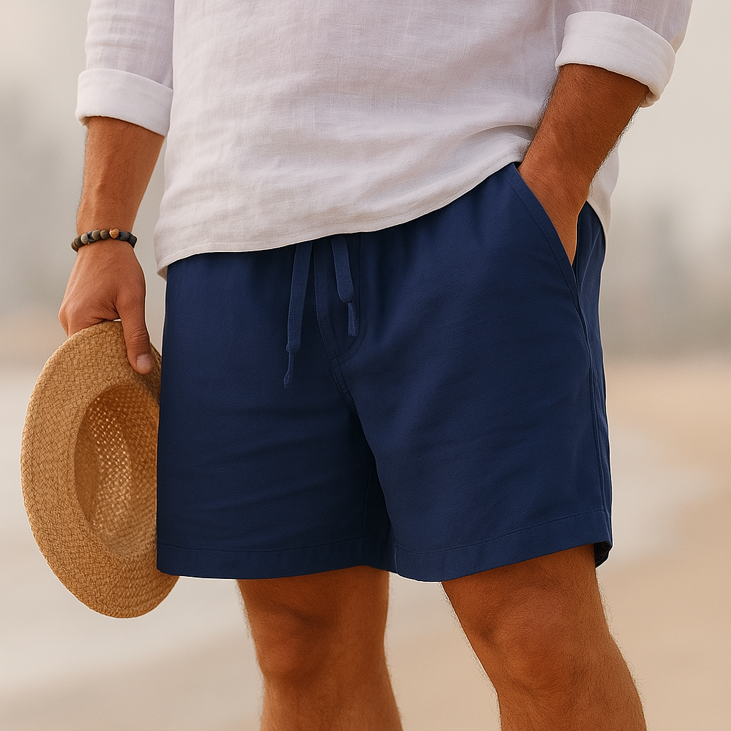 Fitz | Cotton Linen Blend Shorts – Navy