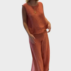 Saskia | Boho Two Piece Set in Natural Tones – Orange