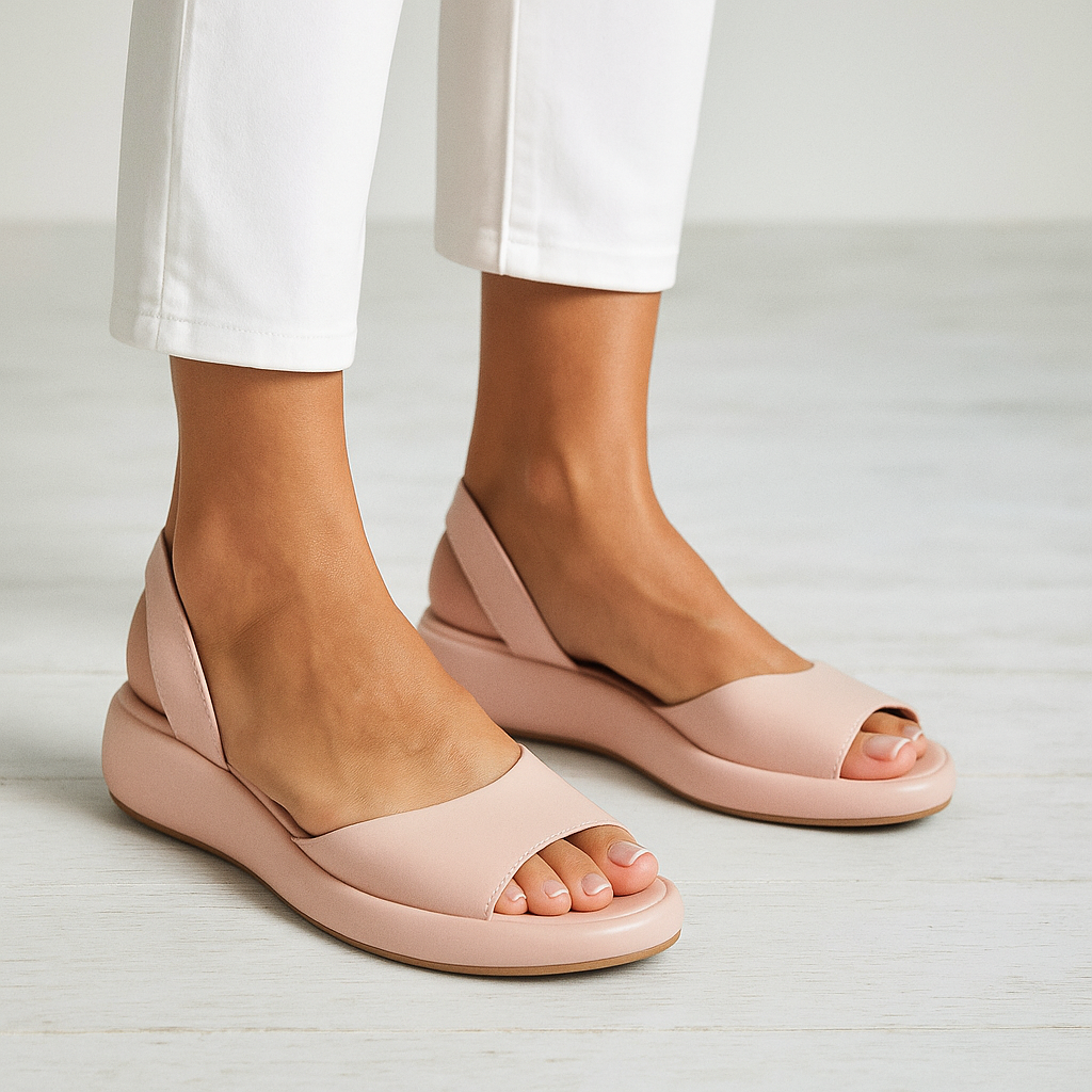 Brisa | Open Toe Slingback Platform Sandals – Light Pink