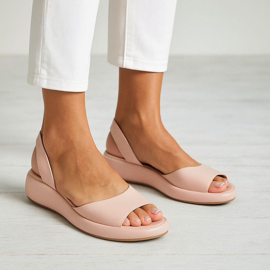 Brisa | Open Toe Slingback Platform Sandals – Light Pink