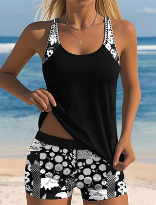 Kirra | Women's Tankini Swim Set with Board Shorts – Black