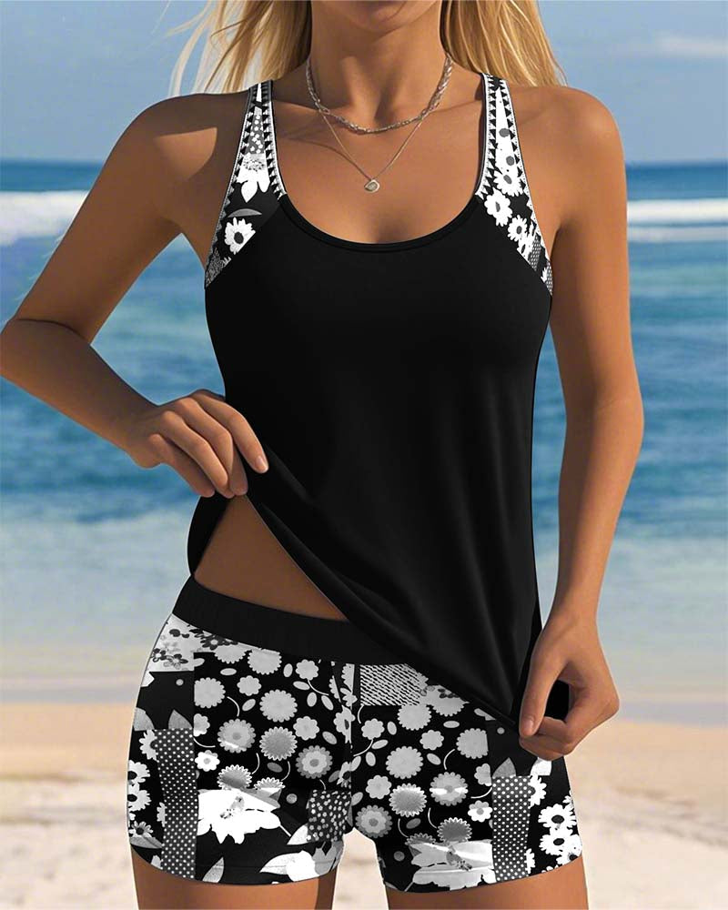 Kirra | Women's Tankini Swim Set with Board Shorts – Black