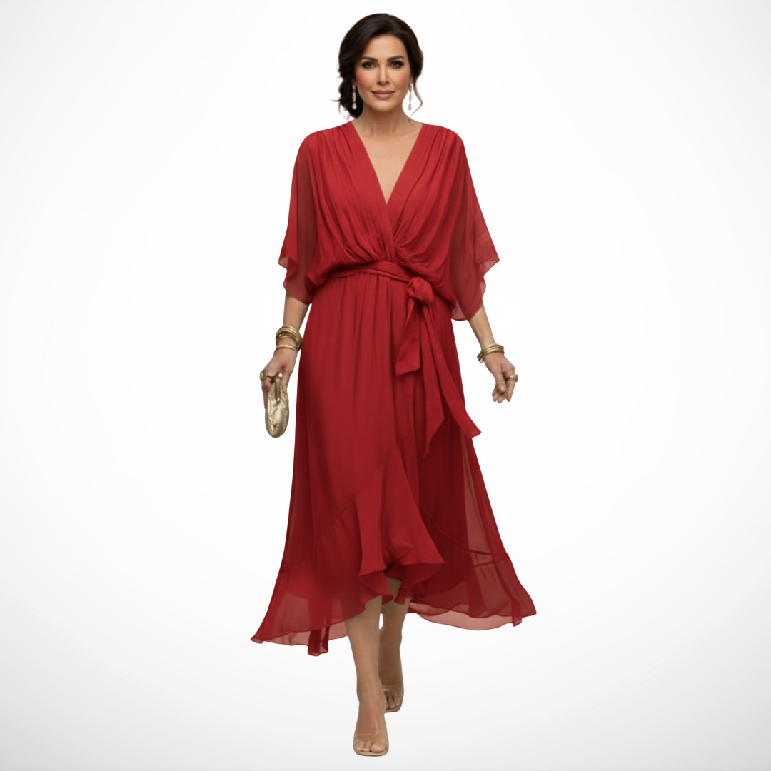 Talia | Chiffon Dress with V-Neck