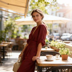 Ilaria | Women's V-Neck Wide Leg Jumpsuit with High Waist
