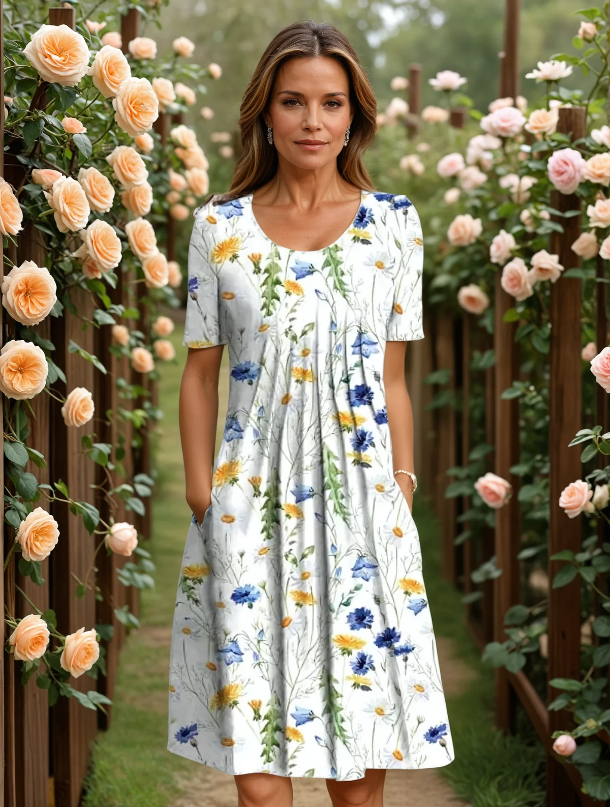 Rosabel | Elegant Floral Dress with Soft Coverage – Yellow Floral