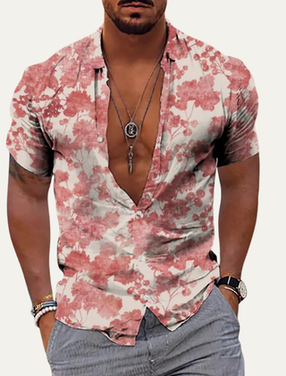 Flinn | Men's Soft Hawaiian Floral Shirt for Holidays – Dusty Rose
