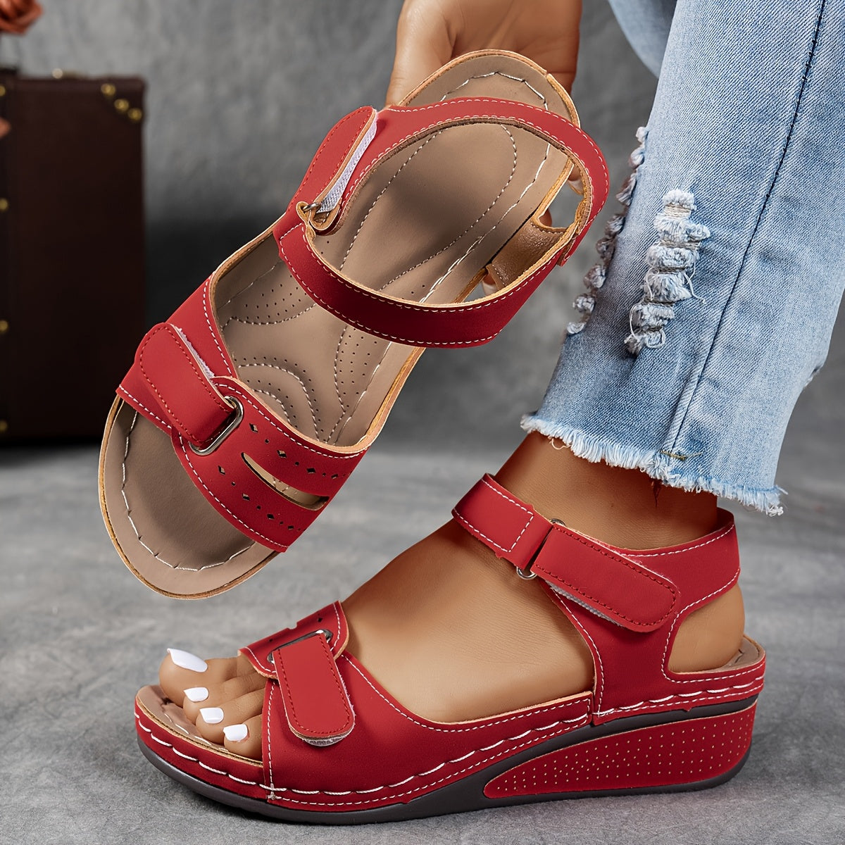 Dinah | Supportive Orthopaedic Slide Sandals – Venetian Red
