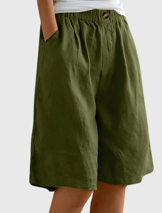 Bijou | Wide Shorts with Elastic Waist – Army Green