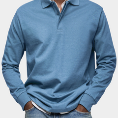 Angus | Classic Long Sleeve Polo – Light Blue