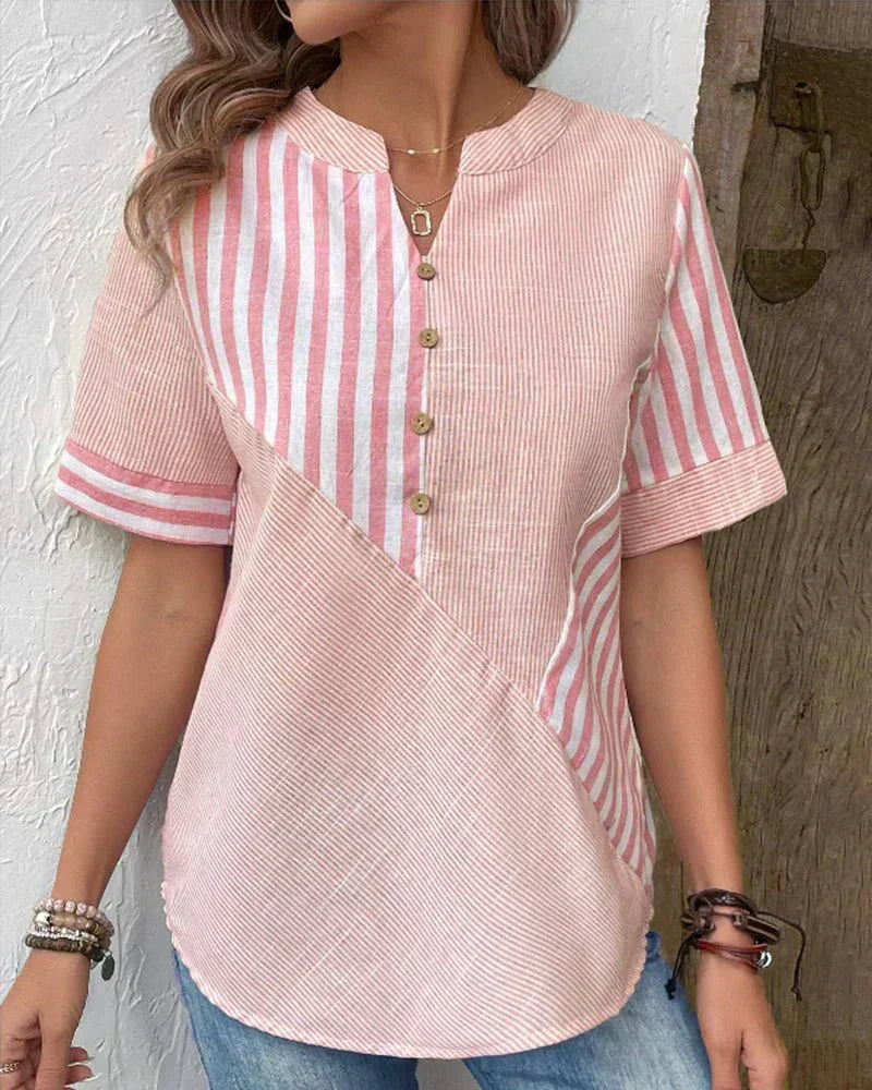 Liesl | Soft Striped Summer Blouse