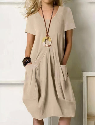 Junia | Casual Flow Dress with Pockets – Beige