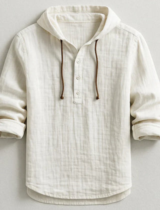 Nash | Linen Shirt with Hood – White