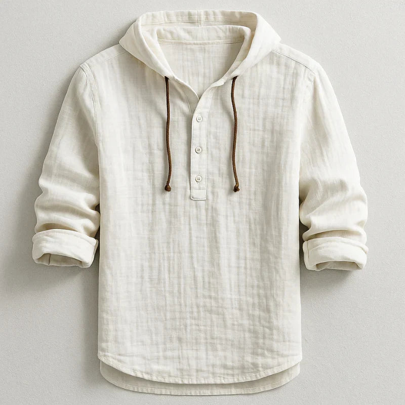 Nash | Linen Shirt with Hood – White
