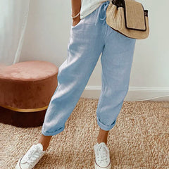 Elsie | Women's Flowing Pants with Elastic Waist – Blue