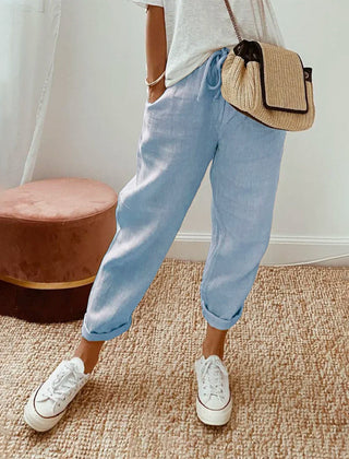 Elsie | Women's Flowing Pants with Elastic Waist – Blue