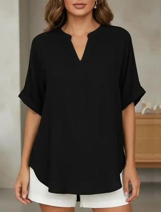 Linnea | Relaxed Fit Linen Blouse – Black