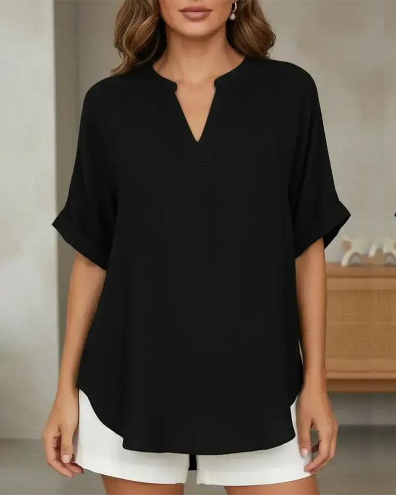 Linnea | Relaxed Fit Linen Blouse – Black