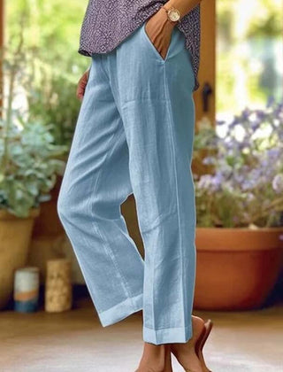 Rosalie | Straight Leg Pants in Light Fabric – Light Blue