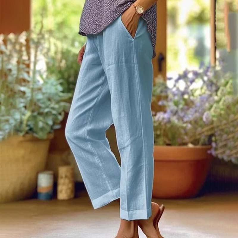 Rosalie | Straight Leg Pants in Light Fabric – Light Blue