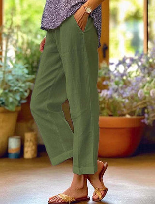 Rosalie | Straight Leg Pants in Light Fabric – Military Green