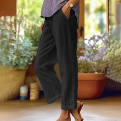 Rosalie | Straight Leg Pants in Light Fabric – Black