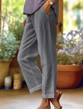 Rosalie | Straight Leg Pants in Light Fabric – Grey