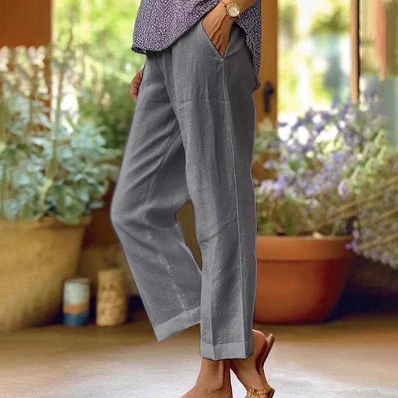 Rosalie | Straight Leg Pants in Light Fabric – Grey
