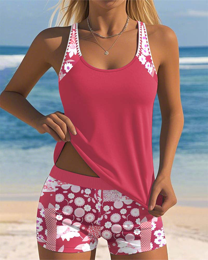 Sunny | Floral Swim Set with Shorts – Pink