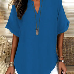 Linnea | Relaxed Fit Linen Blouse – Blue