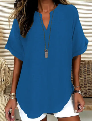 Linnea | Relaxed Fit Linen Blouse – Blue