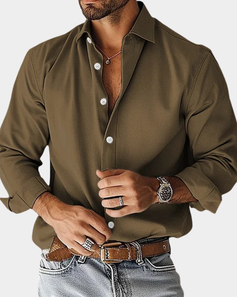 Rafferty | Wrinkle-Free Long Sleeve Shirt – Brown