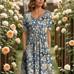 Rosabel | Elegant Floral Dress with Soft Coverage – Light Blue Floral