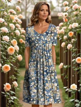 Rosabel | Elegant Floral Dress with Soft Coverage – Light Blue Floral
