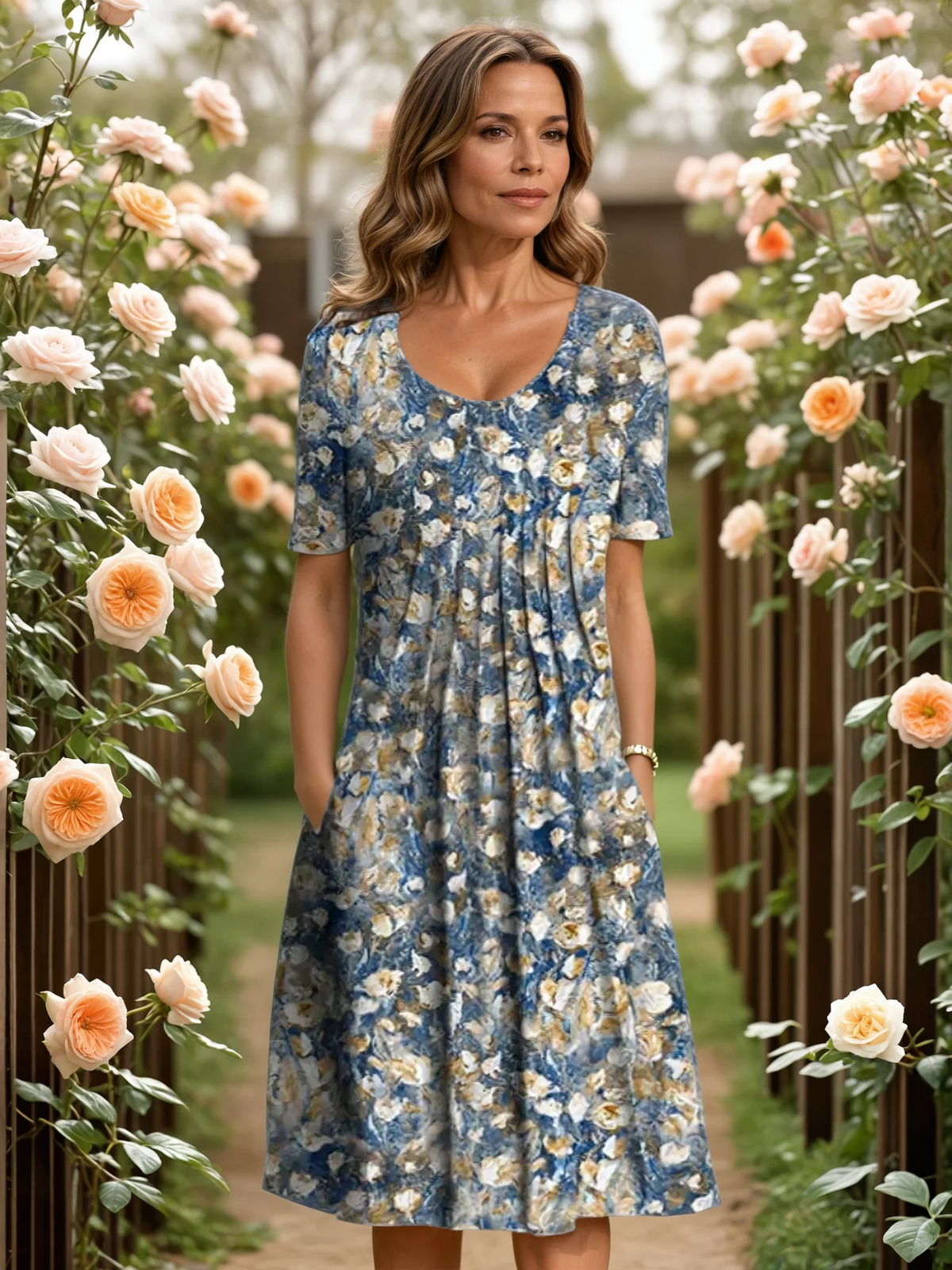 Rosabel | Elegant Floral Dress with Soft Coverage – Light Blue Floral