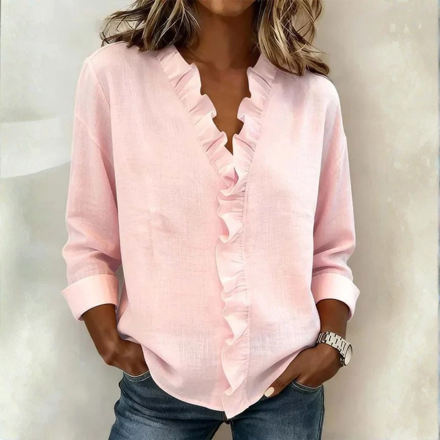 Etta | Ruffle Blouse with V-Neck